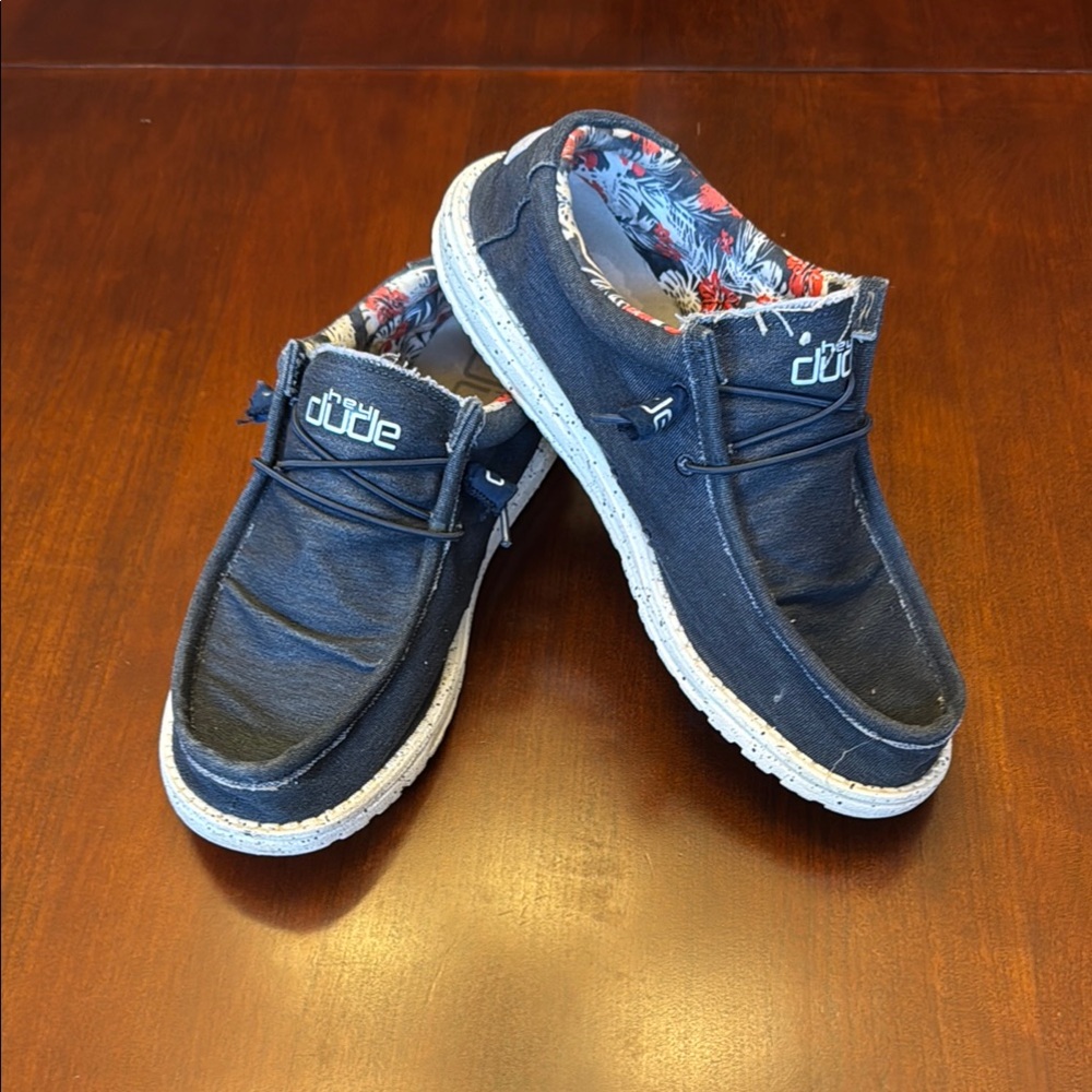 Hey Dude Dark Blue Shoes with Floral Lining